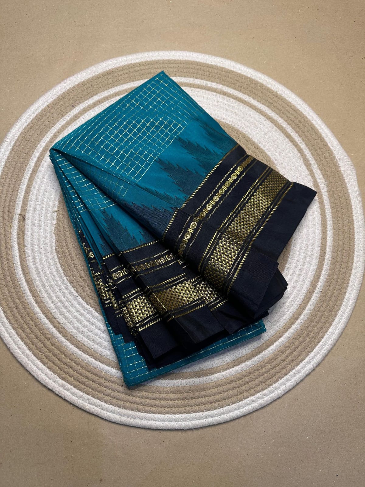 teal and black jerry checks, temple gadiwalsaree pallu tope pallu teal and black jerry checks, temple gadiwalsaree pallu tope pallu