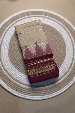 light chocolate jerry checks, temple gadiwalsaree pallu tope pallu