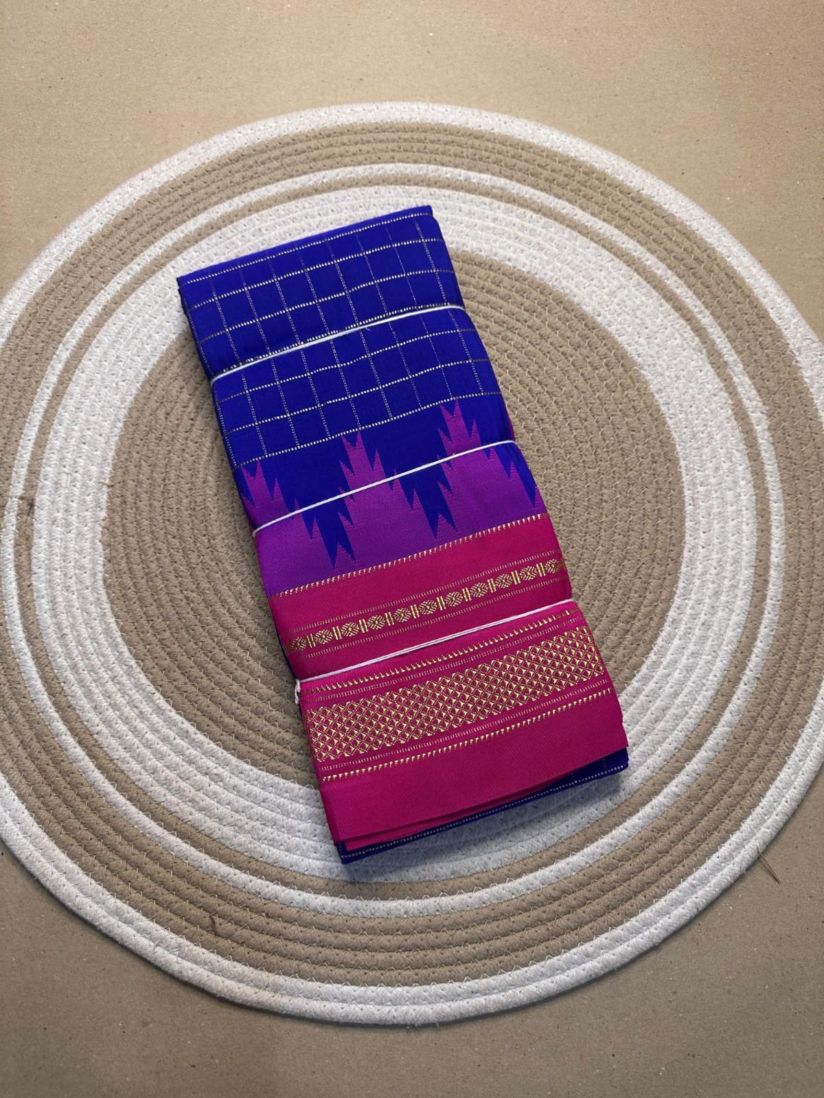 blue and pink jerry checks, temple gadiwalsaree pallu tope pallu blue and pink jerry checks, temple gadiwalsaree pallu tope pallu