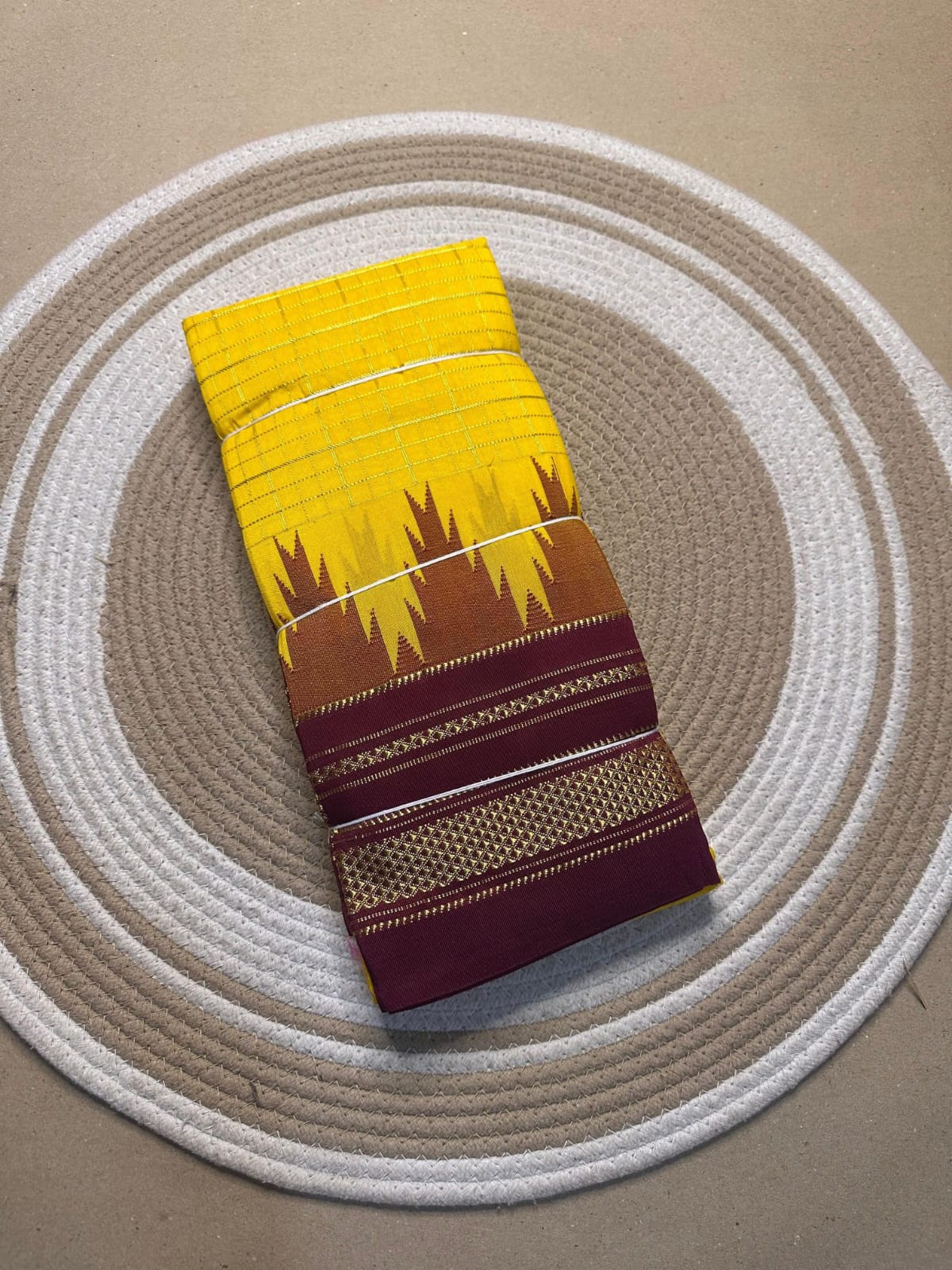 yellow and dark brown jerry big checks, temple gadiwalsaree pallu tope pallu yellow and dark brown jerry big checks, temple gadiwalsaree pallu tope pallu