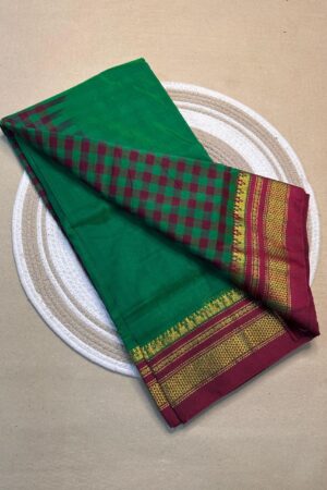 green and maroon ana patali pallu catlon pallu