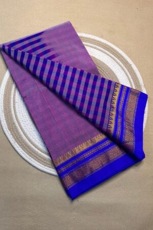 light purple and blue tana patali pallu catlon pallu