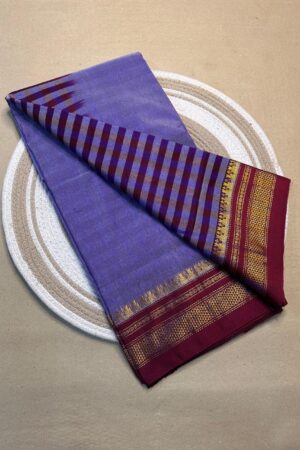 light purple and maroon tana patali pallu catlon pallu