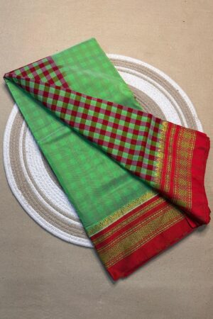 parrot green and red tana patali pallu catlon pallu