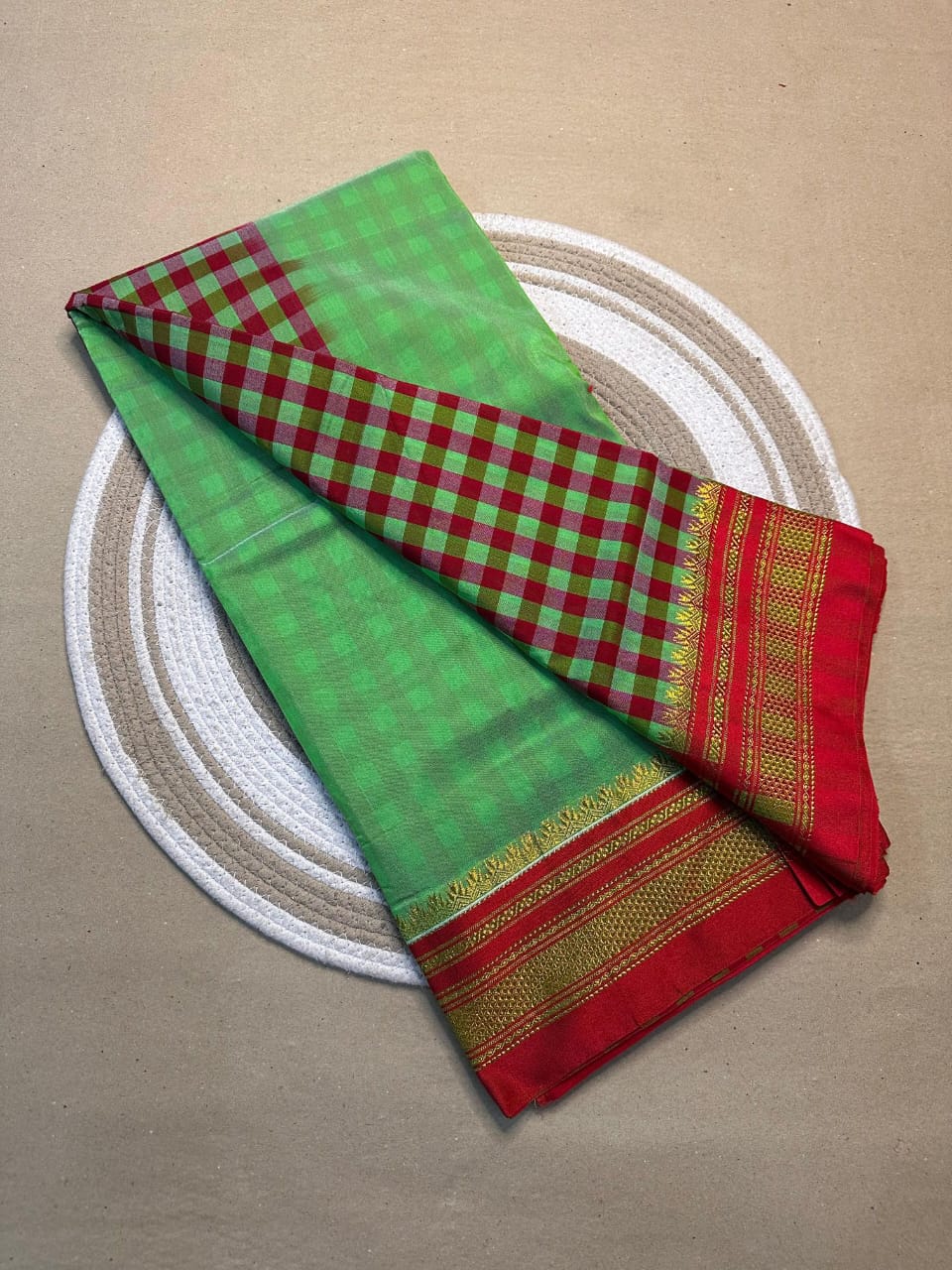 parrot green and red tana patali pallu catlon pallu parrot green and red tana patali pallu catlon pallu