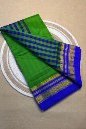 green and blue tana patali pallu catlon pallu