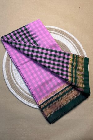 pink and grey tana patali pallu catlon pallu