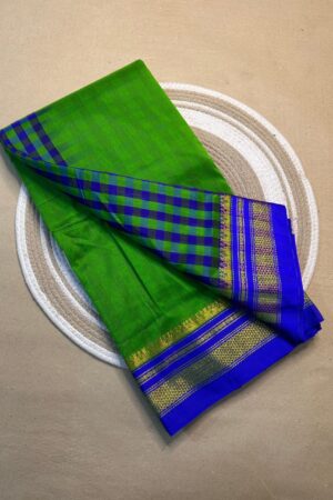 green and blue tana patali pallu catlon pallu