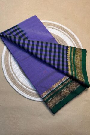 grey and dark green tana patali pallu catlon pallu