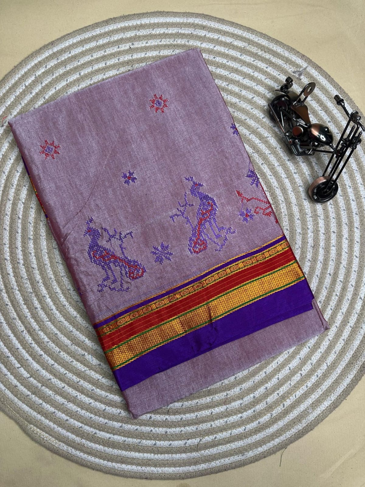 light purple ilkal kasuti saree pallu patti pallu light purple ilkal kasuti saree pallu patti pallu