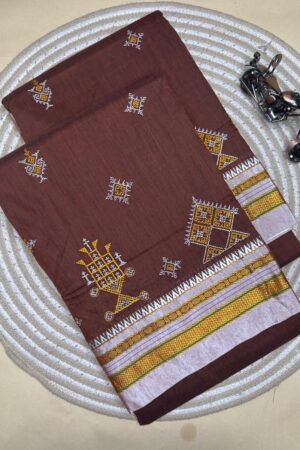 light brown ilkal kasuti saree pallu patti pallu