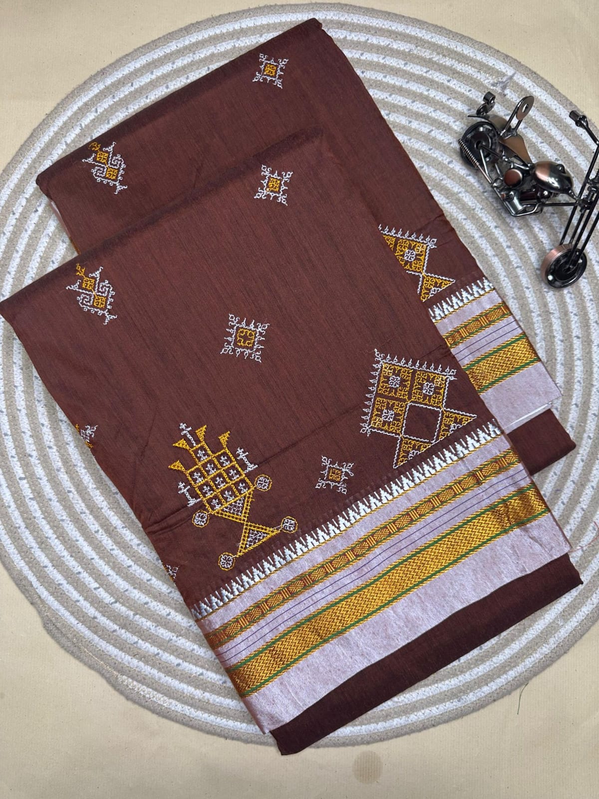 light brown ilkal kasuti saree pallu patti pallu light brown ilkal kasuti saree pallu patti pallu