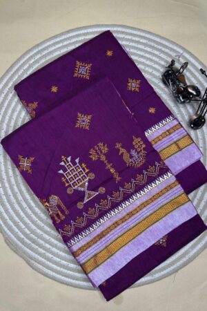 magenta ilkal kasuti saree pallu patti pallu