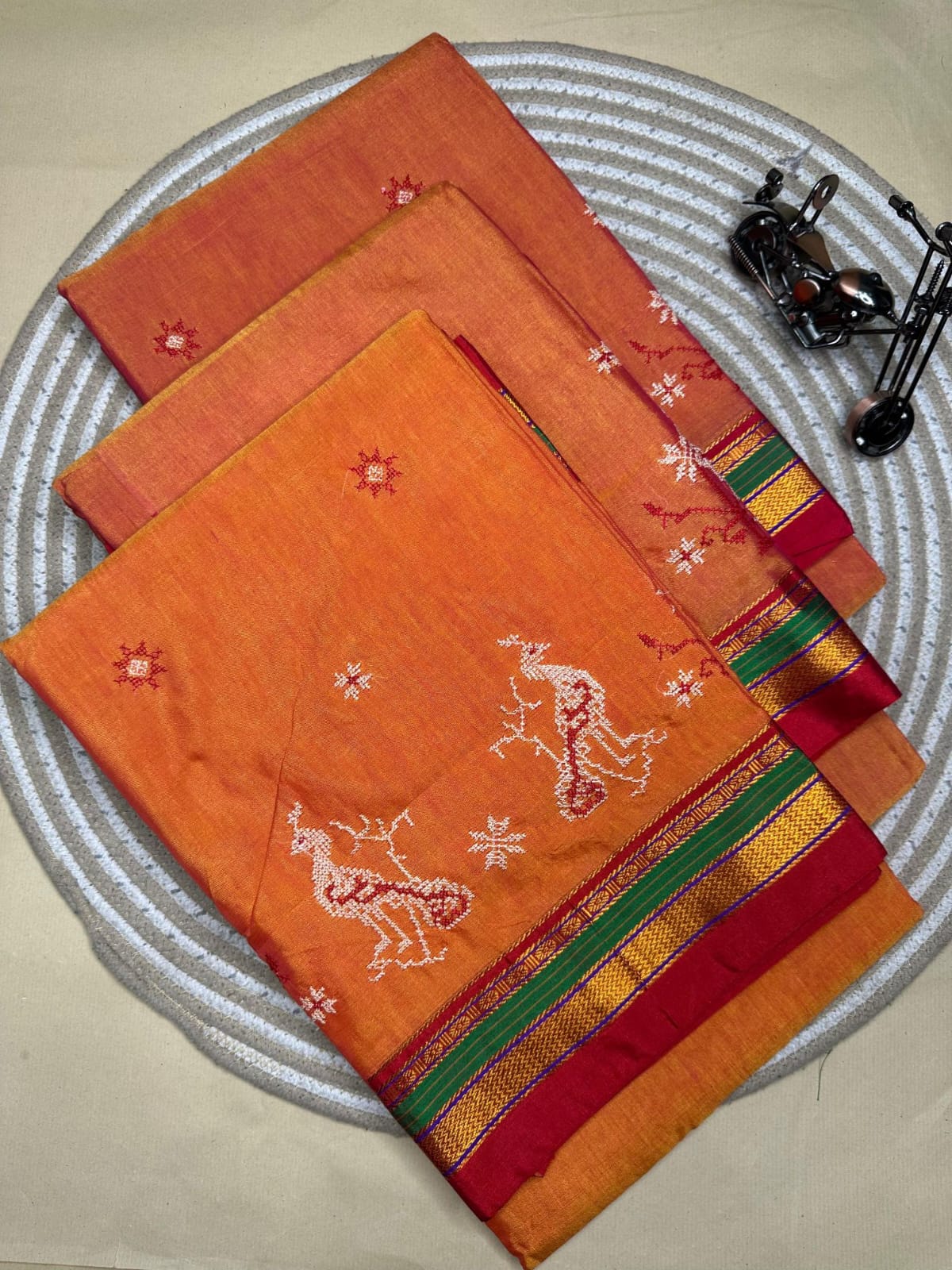 orange ilkal kasuti saree pallu patti pallu orange ilkal kasuti saree pallu patti pallu