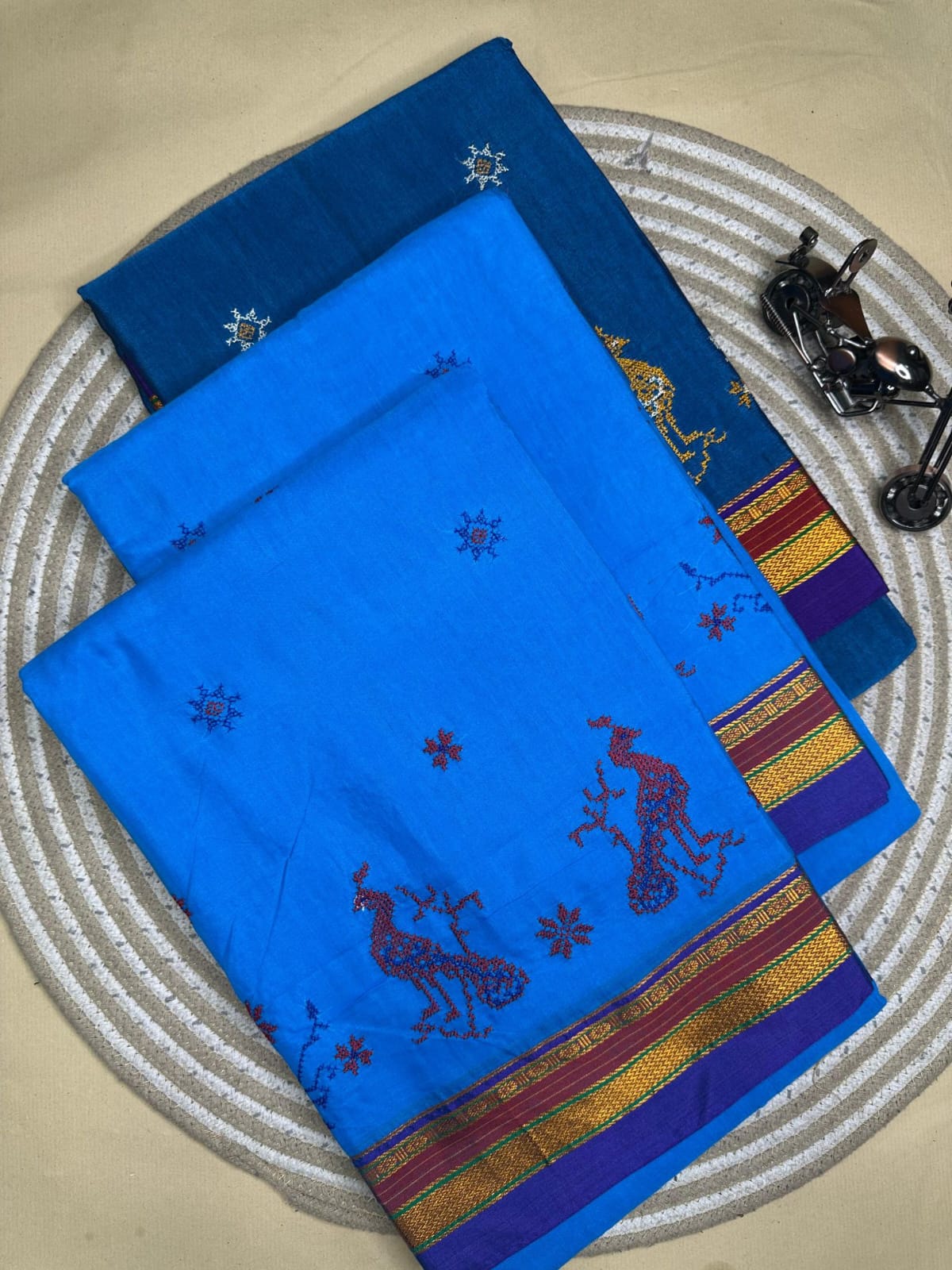 blue ilkal kasuti saree pallu patti pallu blue ilkal kasuti saree pallu patti pallu