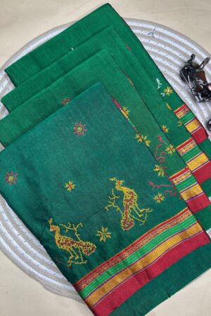 parrot green ilkal kasuti saree pallu patti pallu