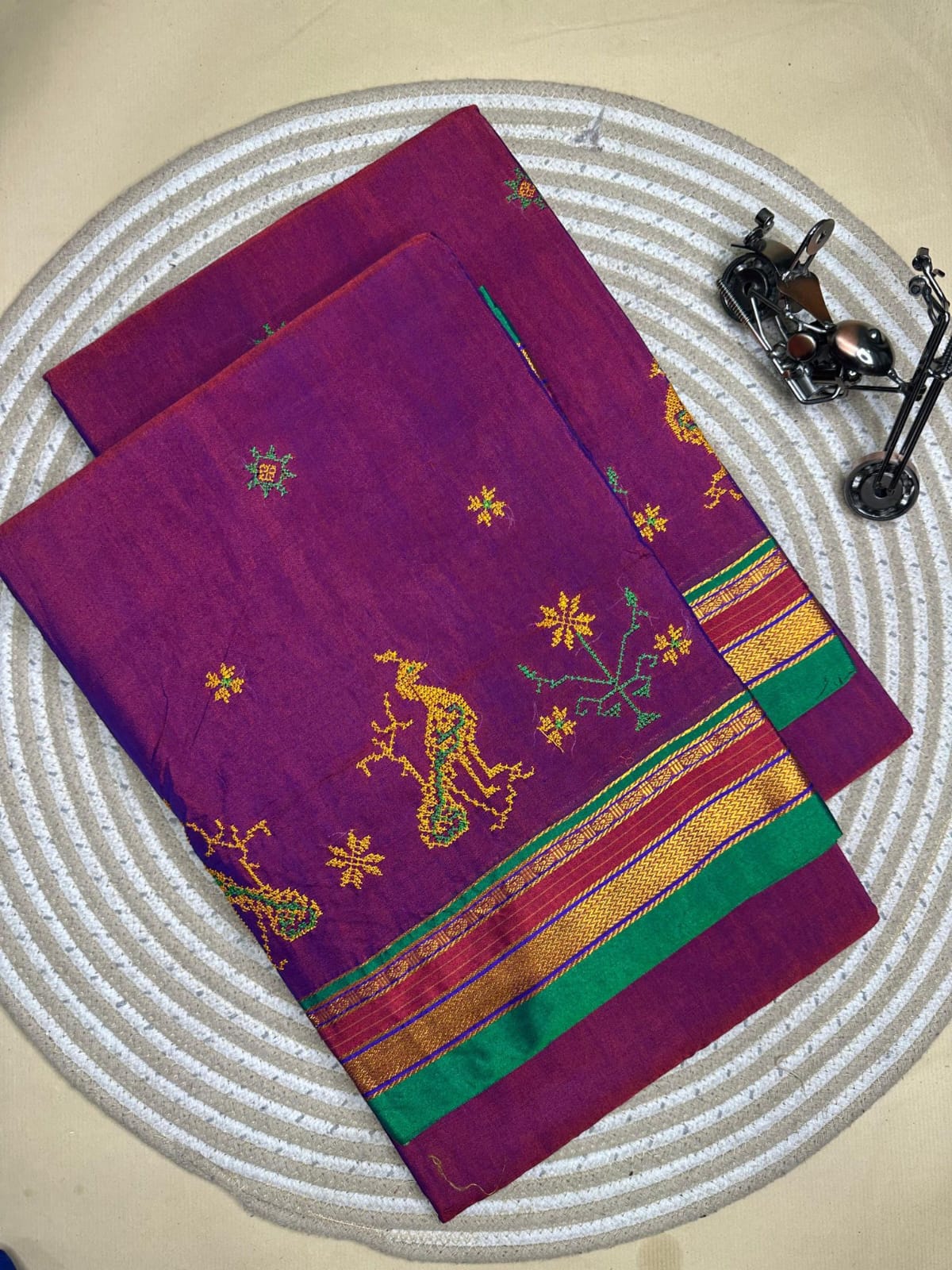 purple and green ilkal kasuti saree pallu patti pallu purple and green ilkal kasuti saree pallu patti pallu