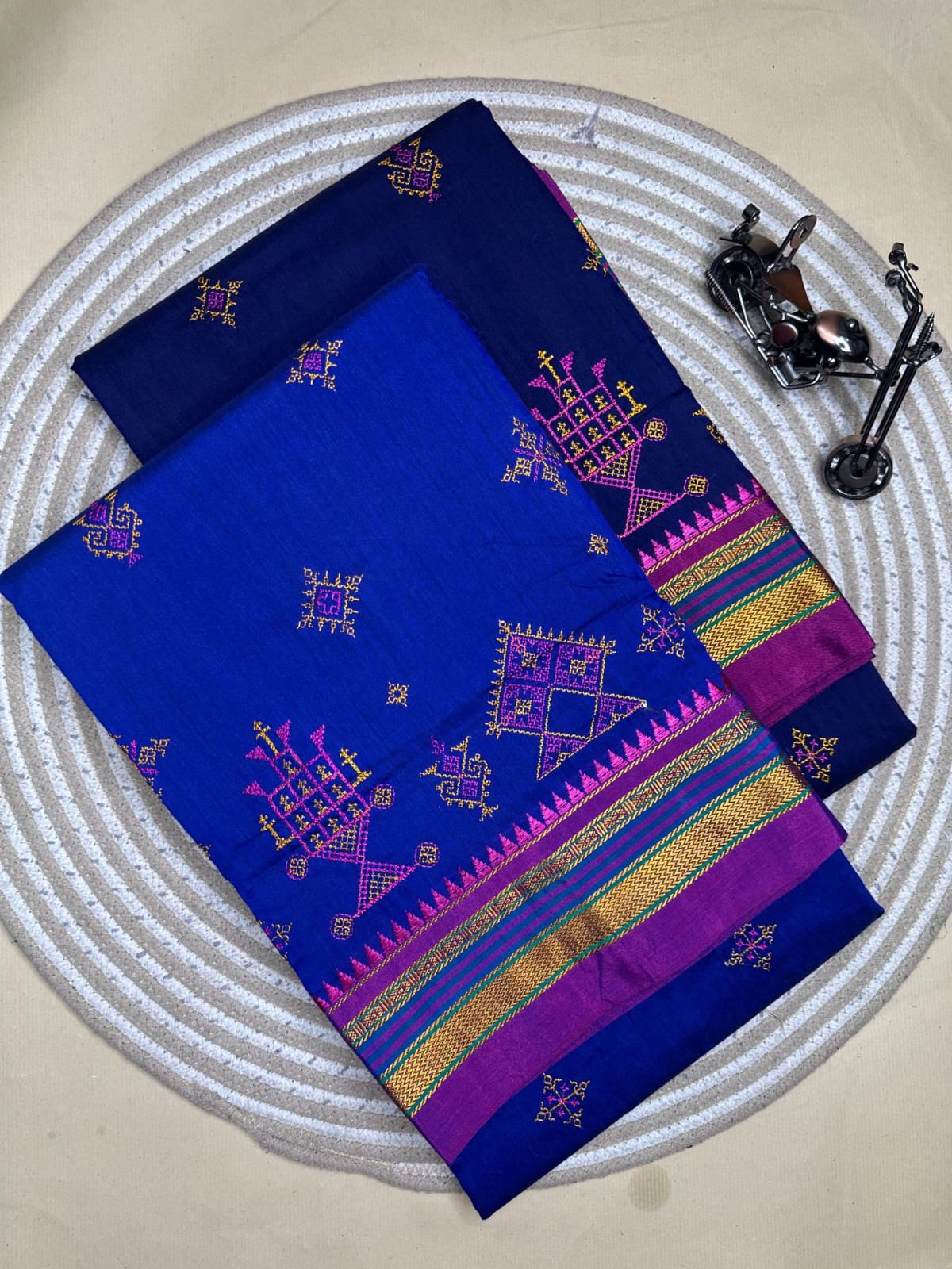 blue ilkal kasuti saree pallu patti pallu | ikatra blue ilkal kasuti saree pallu patti pallu | ikatra