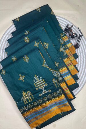 teal ilkal kasuti saree pallu patti pallu