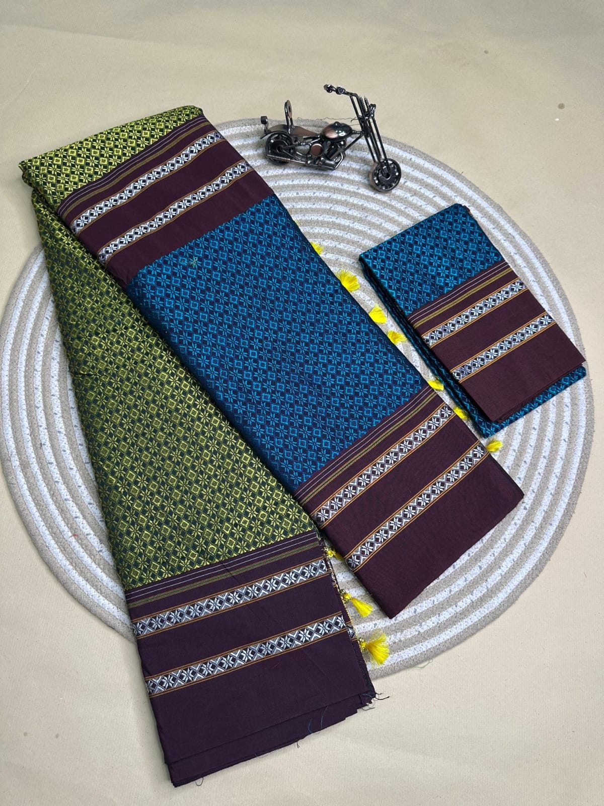 blue and green half and half kanna saree blue and green half and half kanna saree