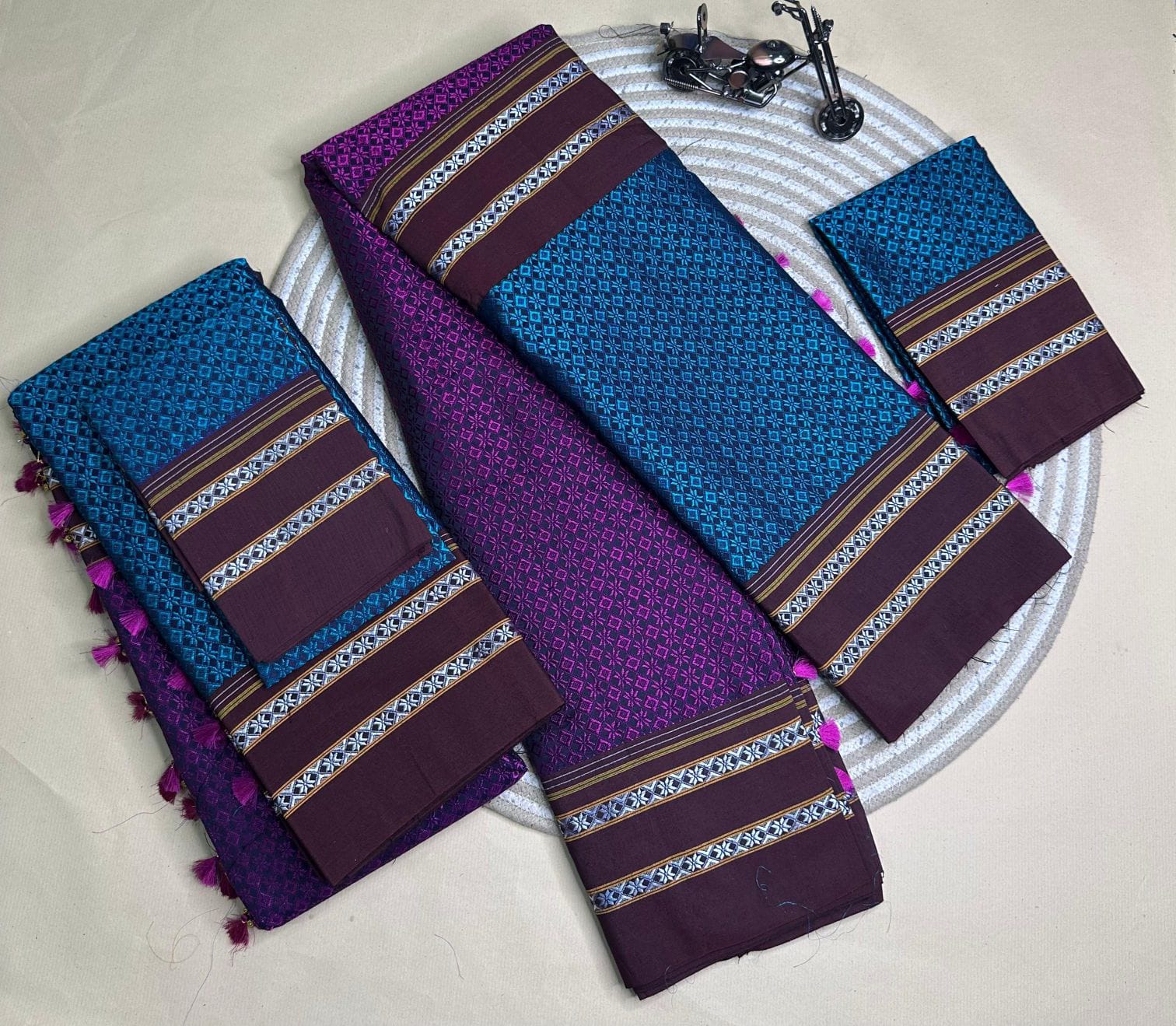 blue and purple half and half kanna saree blue and purple half and half kanna saree
