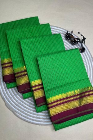 green and maroon tana kaddi checks silk pallu saree | ikatra