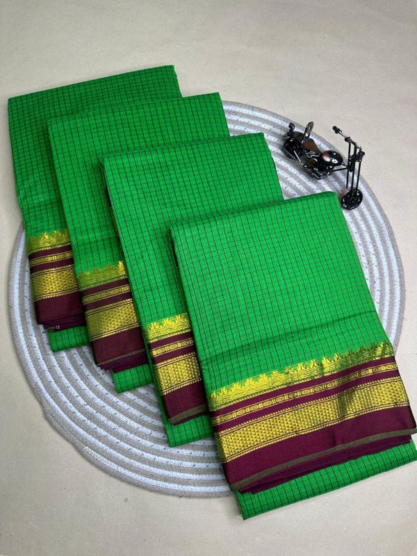 green and maroon tana kaddi checks silk pallu saree | ikatra green and maroon tana kaddi checks silk pallu saree | ikatra